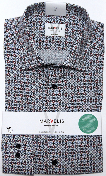 Marvelis Hemd extra langer Arm 69cm, Modern Fit -rot/blau/weiß- 72184935