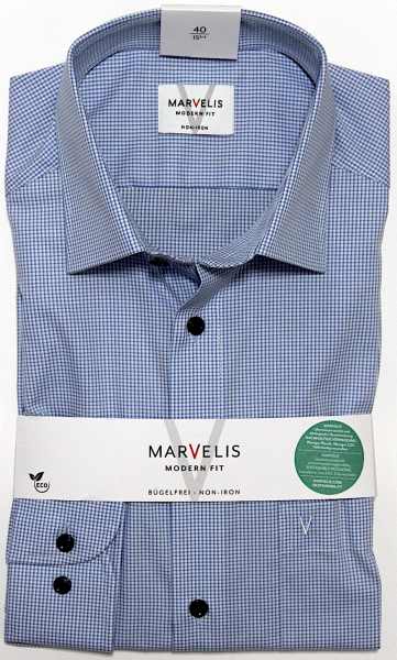 Marvelis Hemd Langarm, Modern Fit 64cm -blau/weiß- 72324411