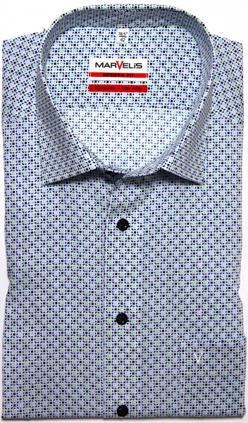 Marvelis Hemd Halbarm, Modern Fit -blau/grün/weiß- 72571240